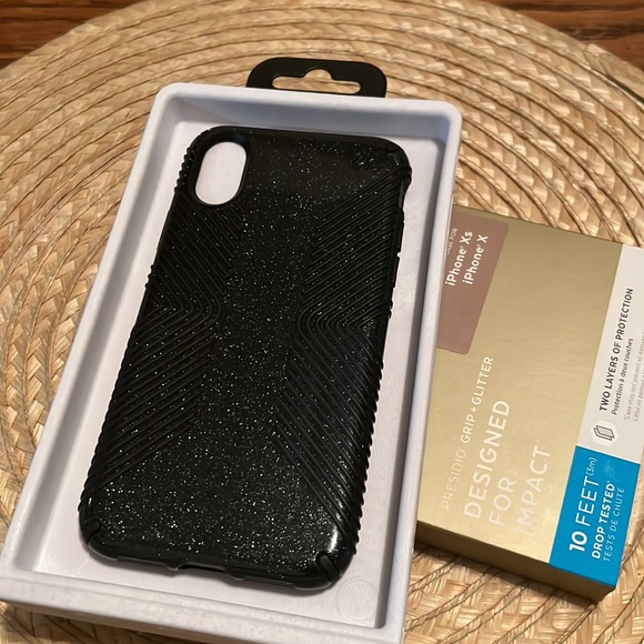 Speck Clear Glitter Black Phone case Cover iPhone Xs/X - Picture 3 of 5